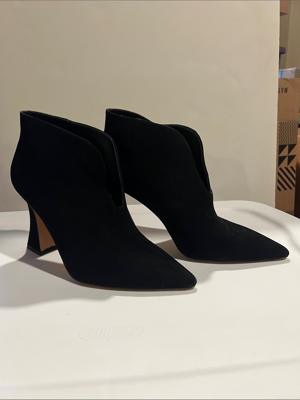 Vince Camuto, black suede bootie